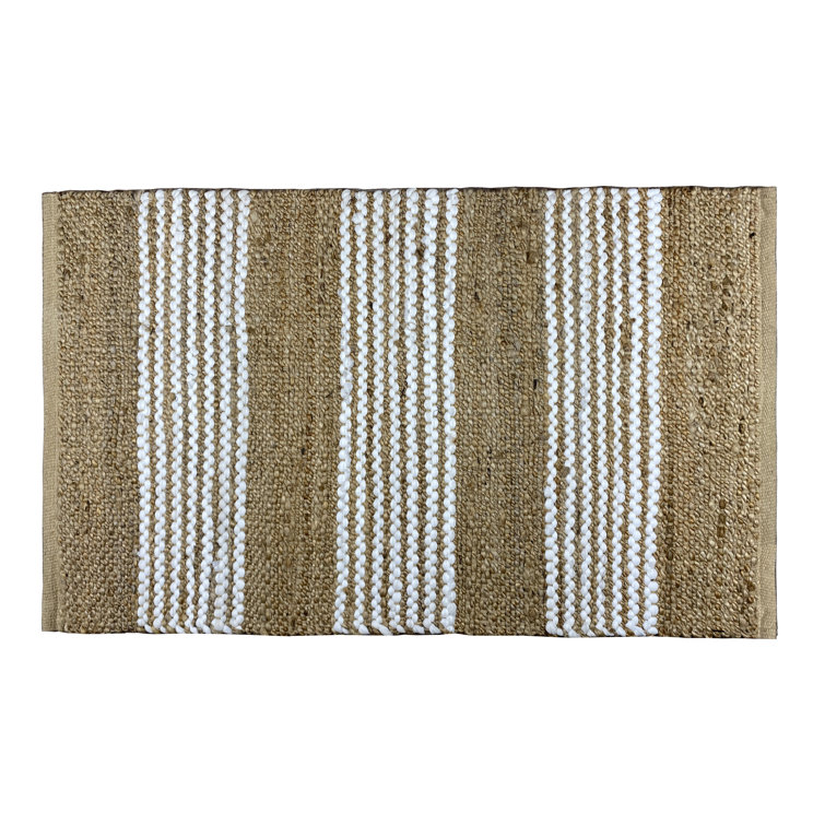 Lucky Brand Jute Rugs Striped Looped/Hooked Natural/White Area Rug